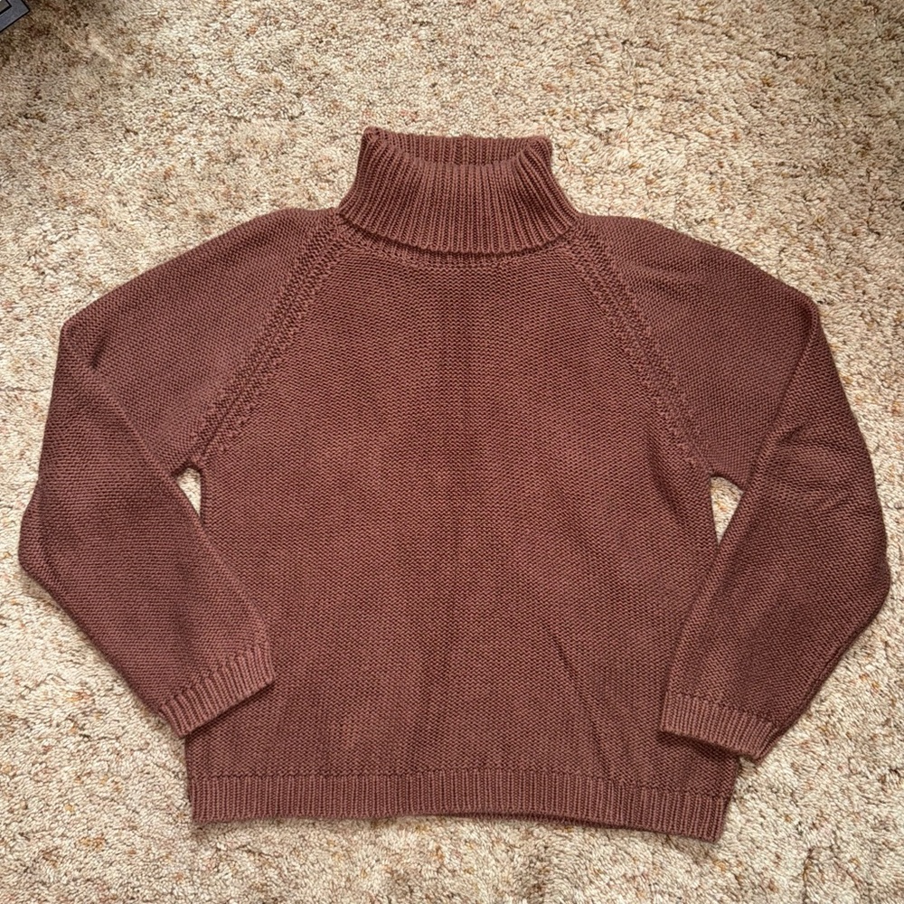 Cozy Brown Turtleneck 100% cotton Knit Sweater